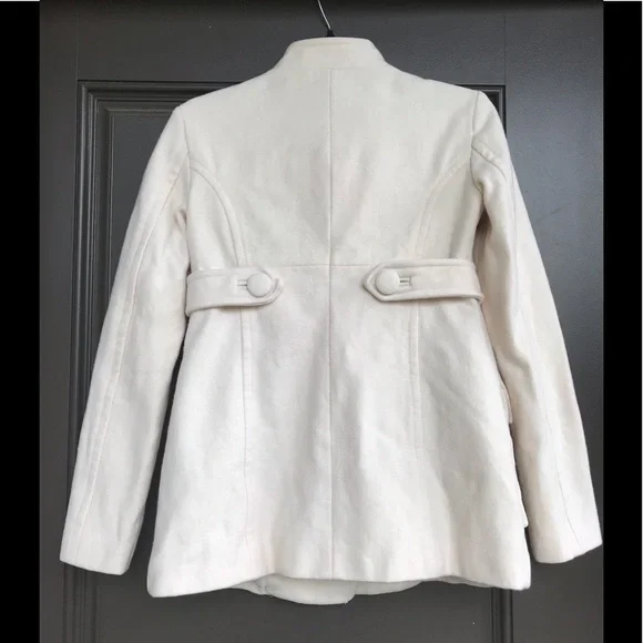 Zara Cream Wool Pea Coat size XS - Picture 3 of 14